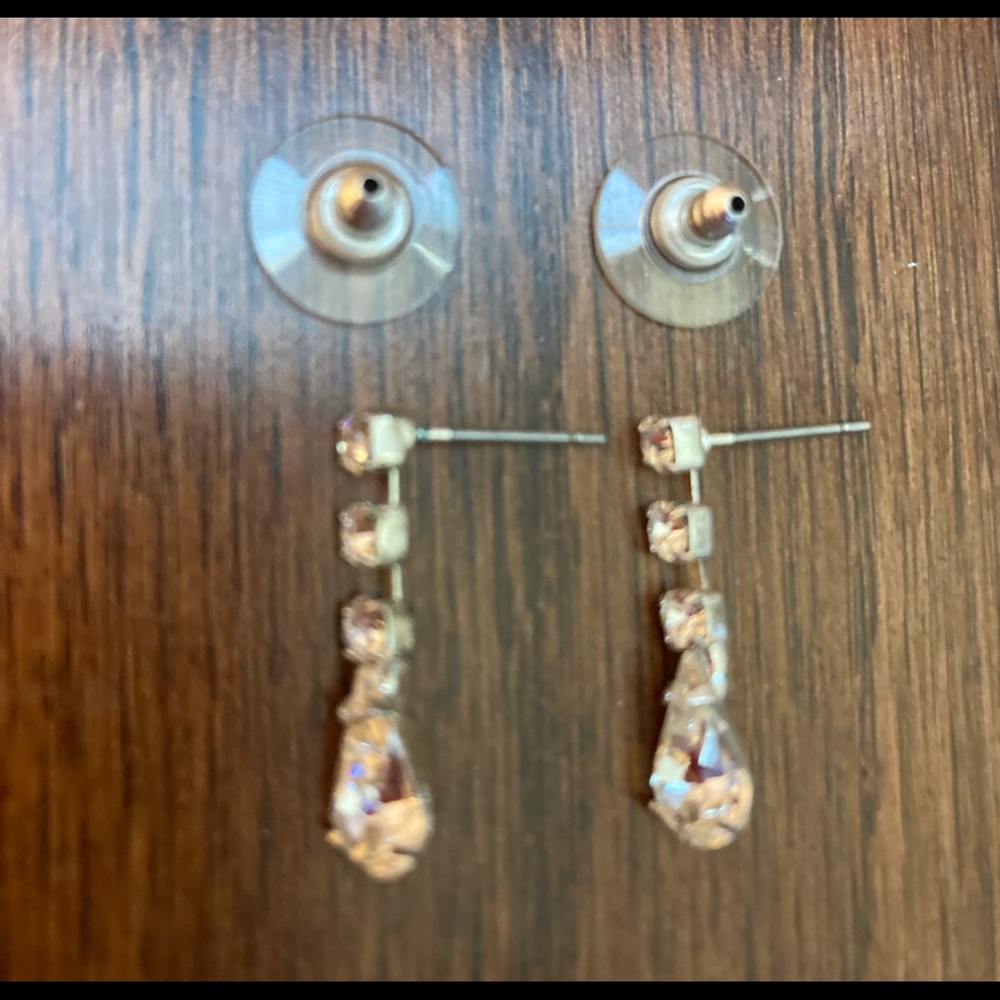 Earrings-Silver tone and Crystal drop earrings